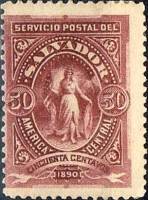 (№1890-34) Марка Сальвадор 1890 год "Победа в овальном", Гашеная