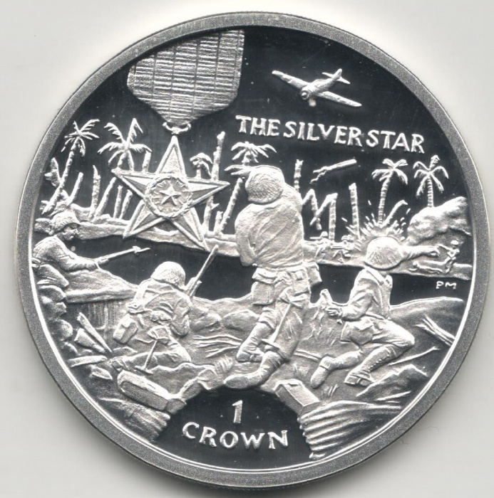 (2004) Монета Остров Мэн 2004 год 1 крона &quot;Серебряная звезда&quot;  Серебро Ag 925  PROOF