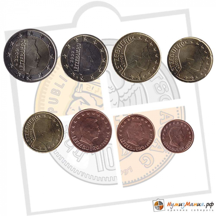 (2009) Набор монет Евро Люксембург 2009 год    UNC