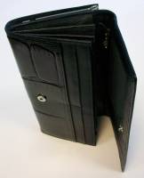 Кошелёк женский "IVORX" Кожзам, 2 отделения с отсеками, Клепка, поцелуй, Черный