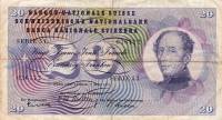 (№1955P-46b.2) Банкнота Швейцария 1955 год "20 Franken/Francs/Franchi" (Подписи: Müller  Keller  Kun
