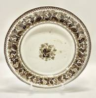 Тарелка Елизаветинский завод Иконникова виноградный лист Россия 19 век 
