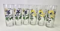 Стаканы с рисунком цветы стекло 6 шт 