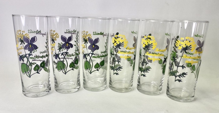 Стаканы с рисунком цветы стекло 6 шт 