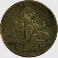 (№1833km5.1a) Монета Бельгия 1833 год 5 Centimes (Бронза)
