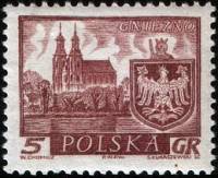 (1960-041) Марка Польша "Гнезно"   Исторические города №1 III Θ