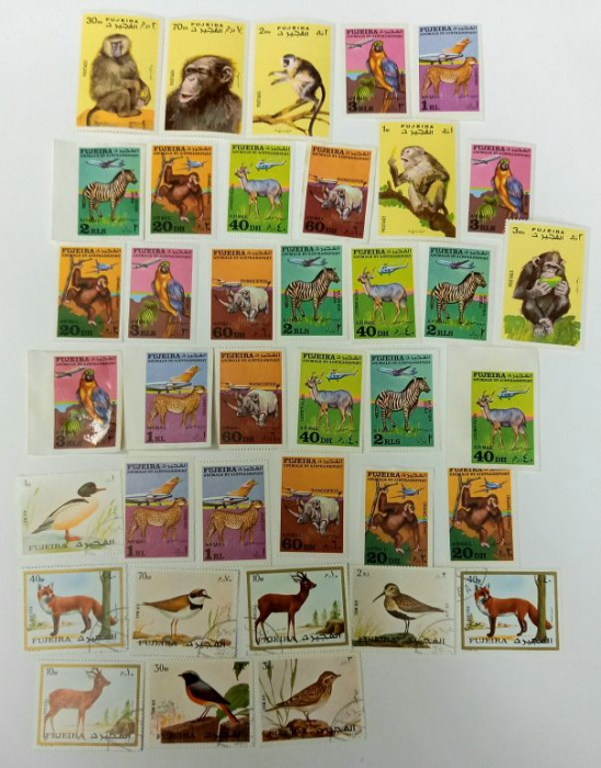 (Смесь годов--) Набор марок Фуджейра (Животные и птицы) &quot;38 штук&quot;  Негашеные  , III O