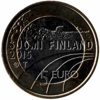 (035) Монета Финляндия 2015 год 5 евро "Волейбол" 2. Диаметр 27,25 мм Биметалл  VF