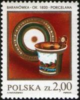 (1981-015) Марка Польша "Чашка с блюдцем (1820)"    Польская керамика II Θ