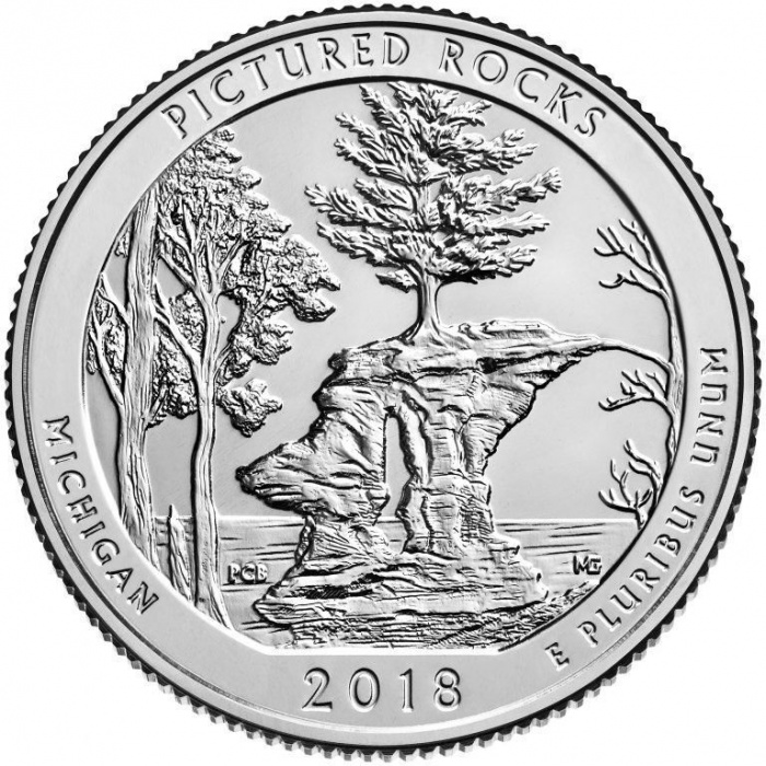 (041s) Монета США 2018 год 25 центов &quot;Побережье живописных камней&quot;  Медь-Никель  UNC