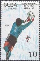 (1990-007) Марка Куба "Футболист 4"    ЧМ по футболу 1990 Италия III Θ