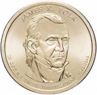 11p Монета США 2009 год 1 доллар Джеймс Нокс Полк 2009 год Латунь  UNC