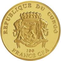 () Монета Республика Конго 2016 год 100 франков КФА ""  Биметалл (Платина - Золото)  UNC