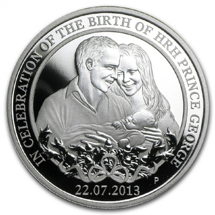 (2013) Монета Австралия 2013 год 1 доллар &quot;Рождение Принца Джорджа&quot;  Серебро Ag 999  PROOF