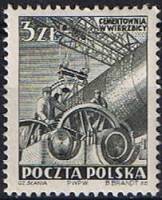 (1952-028) Марка Польша "Завод 'Дружба' (Серо-черная)" , II Θ