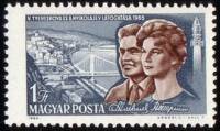 (1965-036) Марка Венгрия "Космонавты Николаев и Терешкова"    Посещение Будапешта космонавтами Никол