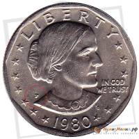 (1980p) Монета США 1980 год 1 доллар   Сьюзен Энтони Медь-Никель  VF