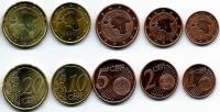 2011-2017 5 монет 1 2 5 10 20 центов Набор Евро Эстония Карта    UNC