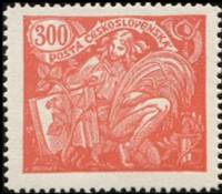 (1920-027) Марка Чехословакия "Аллегория (Красная)"    Сельское хозяйство и наука (Стандартный выпус