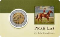 (2000) Монета Австралия 2000 год 5 долларов "Phar lap. 70 лет"  Биметалл  Буклет