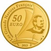 (№2013km2106) Монета Франция 2013 год 50 Euro (Великие Французские Корабли -Ручка Duick)