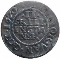 (№1670km92) Монета Норвегия 1670 год 2 Skilling