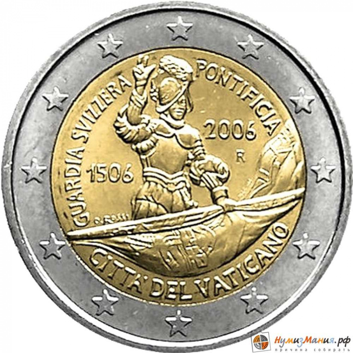 (03) Монета Ватикан 2006 год 2 евро &quot;500 лет швейцарской гвардии&quot;   Буклет