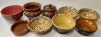 Набор посуды керамика 9 предметов  6 пиал + 2 горшка + подставка
