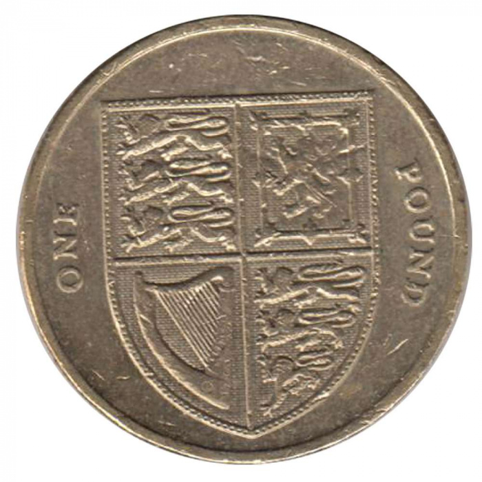(2008) Монета Великобритания 2008 год 1 фунт &quot;Гербовой щит&quot;  Латунь  VF