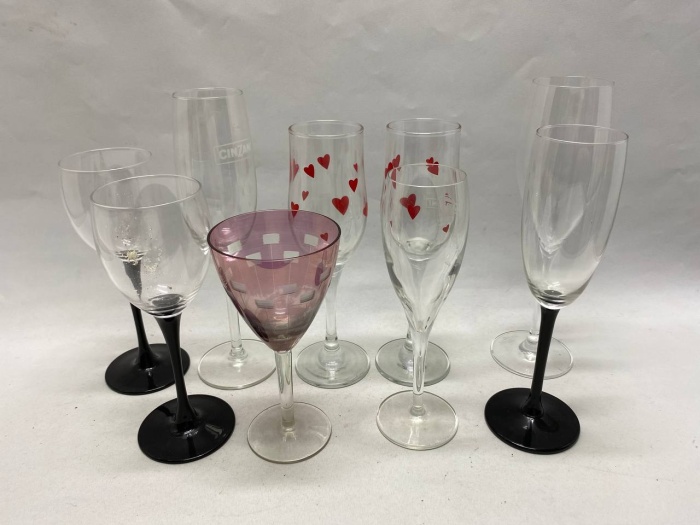 Бокалы стекло 9 шт, разной формы