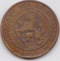 (1901) Монета Нидерланды (Голландия) 1901 год 1 цент   Бронза  UNC