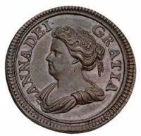 () Монета Великобритания 1713 год 1  ""   Биметалл (Серебро - Ниобиум)  AU