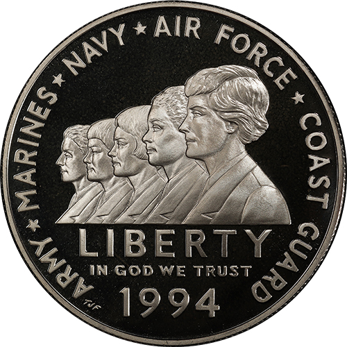 (1994p) Монета США 1994 год 1 доллар   Мемориал женщинам-военнослужащим Серебро Ag 900  PROOF
