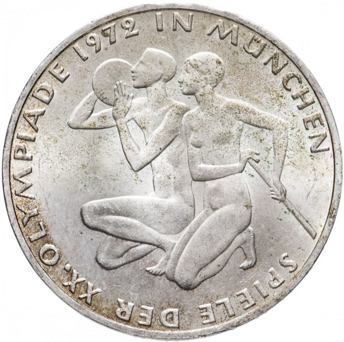 (1972j) Монета Германия (ФРГ) 1972 год 10 марок &quot;XX Летняя Олимпиада Мюнхен 1972 Атлеты&quot;  Серебро Ag