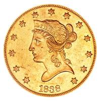 (1845o) Монета США 1845 год 10 долларов   Золото Au 900  VF