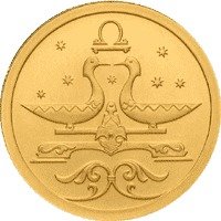 (030 спмд) Монета Россия 2005 год 25 рублей "Весы"  Золото Au 999  UNC