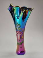 Ваза цветное стекло перламутр металлик хамелеон высота 30 см