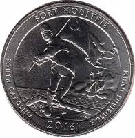 (035d) Монета США 2016 год 25 центов "Форт Молтри"  Медь-Никель  UNC