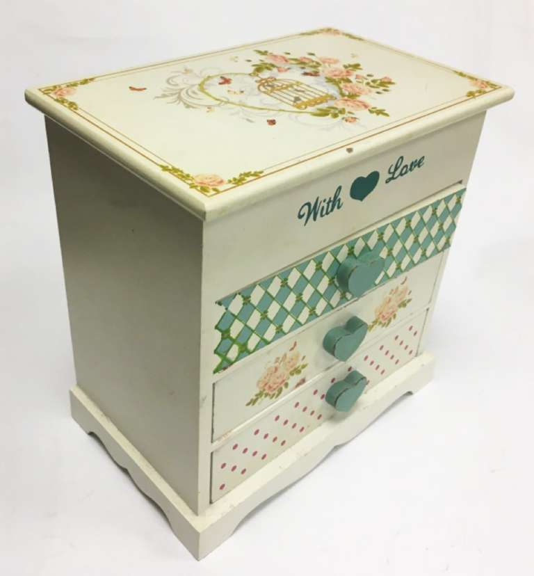 Шкатулка деревянная "Комод" с зеркальцем (сост. на фото)