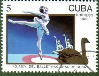 (1988-094) Марка Куба "Балерина"    40 лет национального балета III Θ