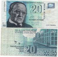 (1993 Litt A) Банкнота Финляндия 1993 год 20 марок "Вяйнё Линна" Vanhala - Levo  VF