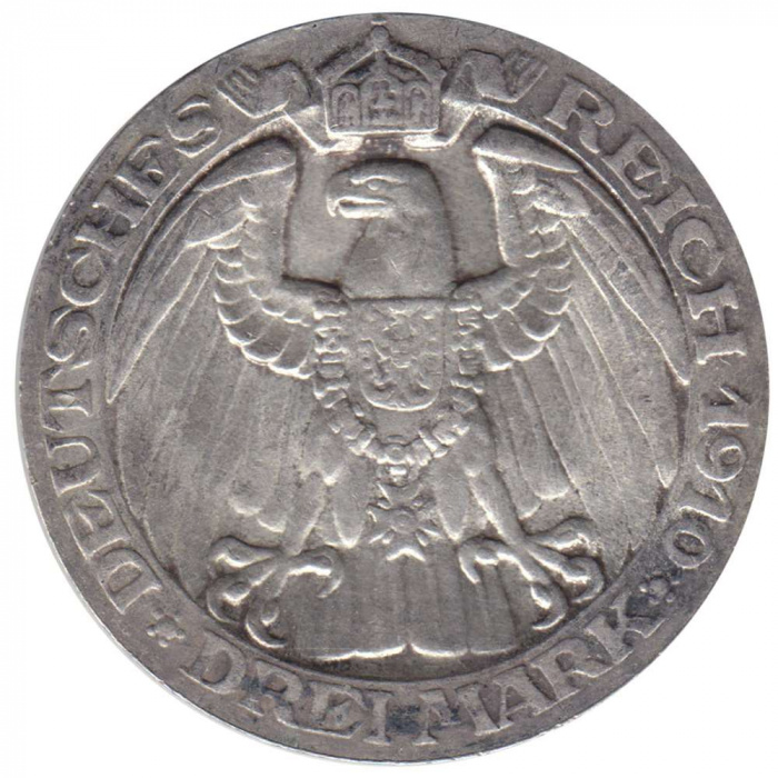 () Монета Германия (Империя) 1910 год   &quot;&quot;   Серебро (Ag)  XF