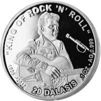 (№2015) Монета Гамбия 2015 год 20 Dalasis (Король Рок )
