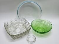Салатники стекло СССР 2 шт Форма для запекания круг стекло 24 см Пепельница набор 4 предмета