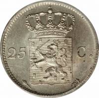 () Монета Нидерланды (Голландия) 1817 год 25  ""   Биметалл (Серебро - Ниобиум)  UNC