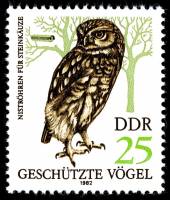 (1982-043) Марка Германия (ГДР) "Домовый сыч"    Охраняемые птицы III Θ