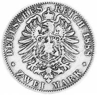 () Монета Германия (Империя) 1888 год 2  ""   Биметалл (Серебро - Ниобиум)  UNC