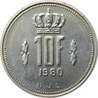 () Монета Люксембург 1980 год 10  ""   Биметалл (Серебро - Ниобиум)  UNC