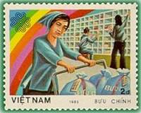 (1983-080) Марка Вьетнам "Почта"    Всемирный год коммуникаций III Θ