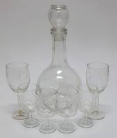 Графин и рюмки, набор 7 предметов, стекло, СССР(сост. на фото)